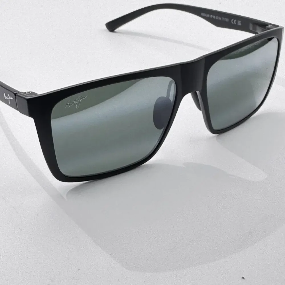 Maui Jim Sunglasses Honokalani MP-BG MJ455-02 Black Square Gray Polarized Lens